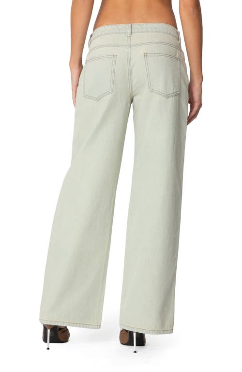 Edikted Raelynn Washed Wide Leg Jeans In Blue-vintage-washed