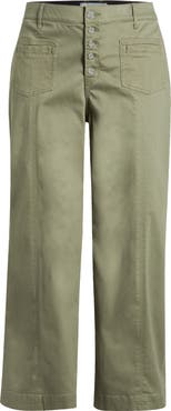 Wit & Wisdom 'Ab'Solution Skyrise Exposed Button Wide Leg Twill Pants