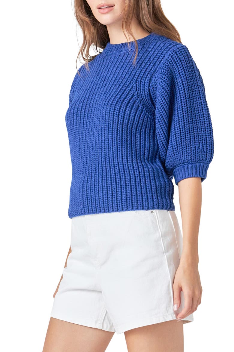 Elbow Sleeve Sweater, Alternate, color, BLUE
