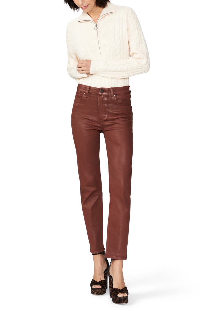 PAIGE Stella Straight Leg Jeans, Alternate, color, Burgundy Dust Luxe Coating