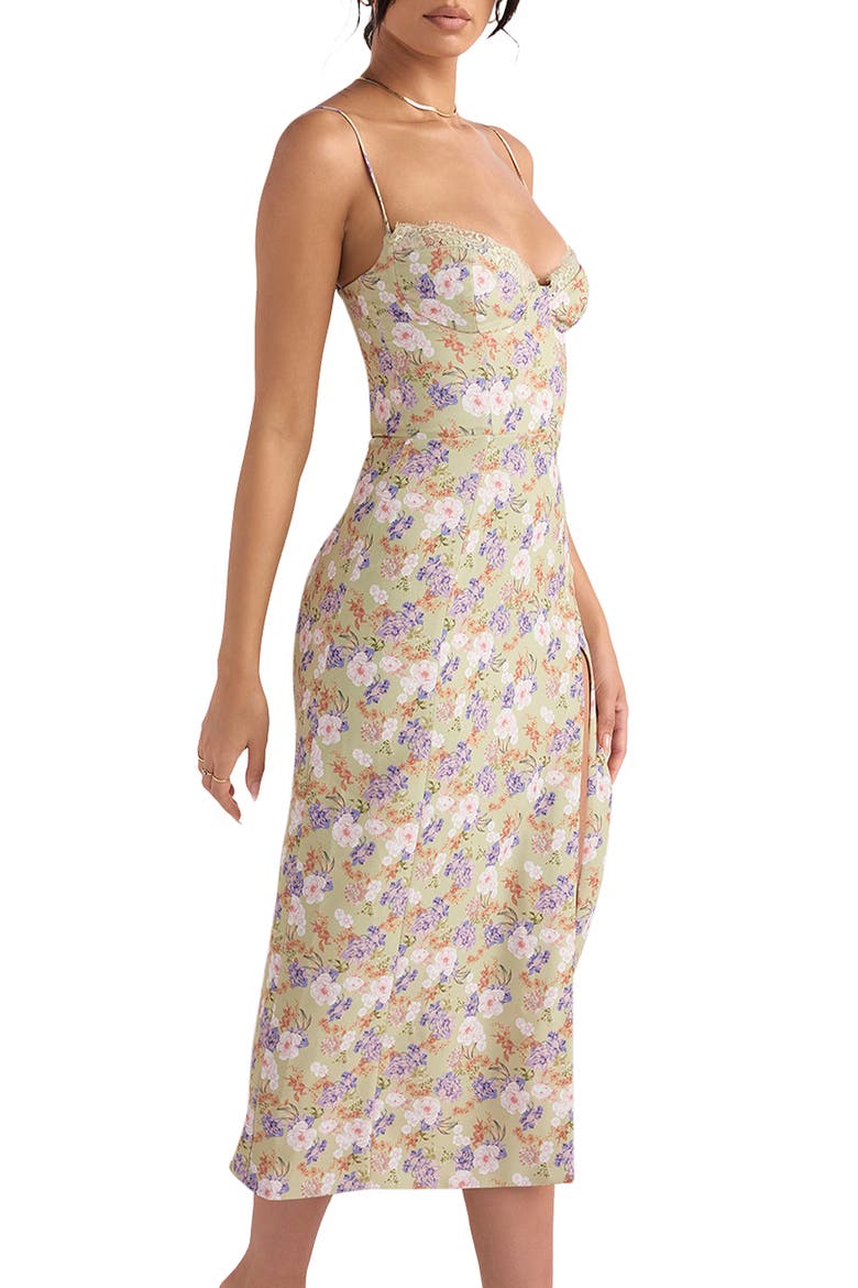 Corset Crepe Midi Sundress, Alternate, color, PEONY PRINT