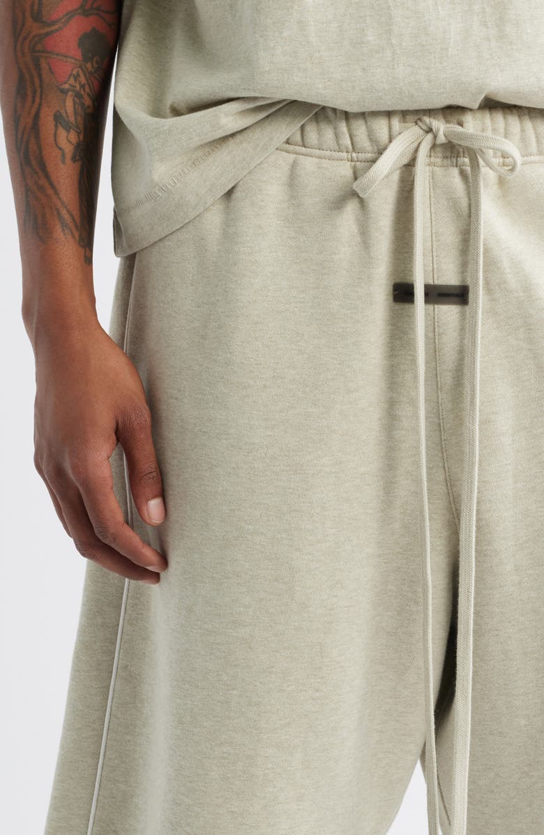 Fear of God Essentials Fleece Basketball Sweat Shorts, Alternate, color, Heather Stone/ Cloud White