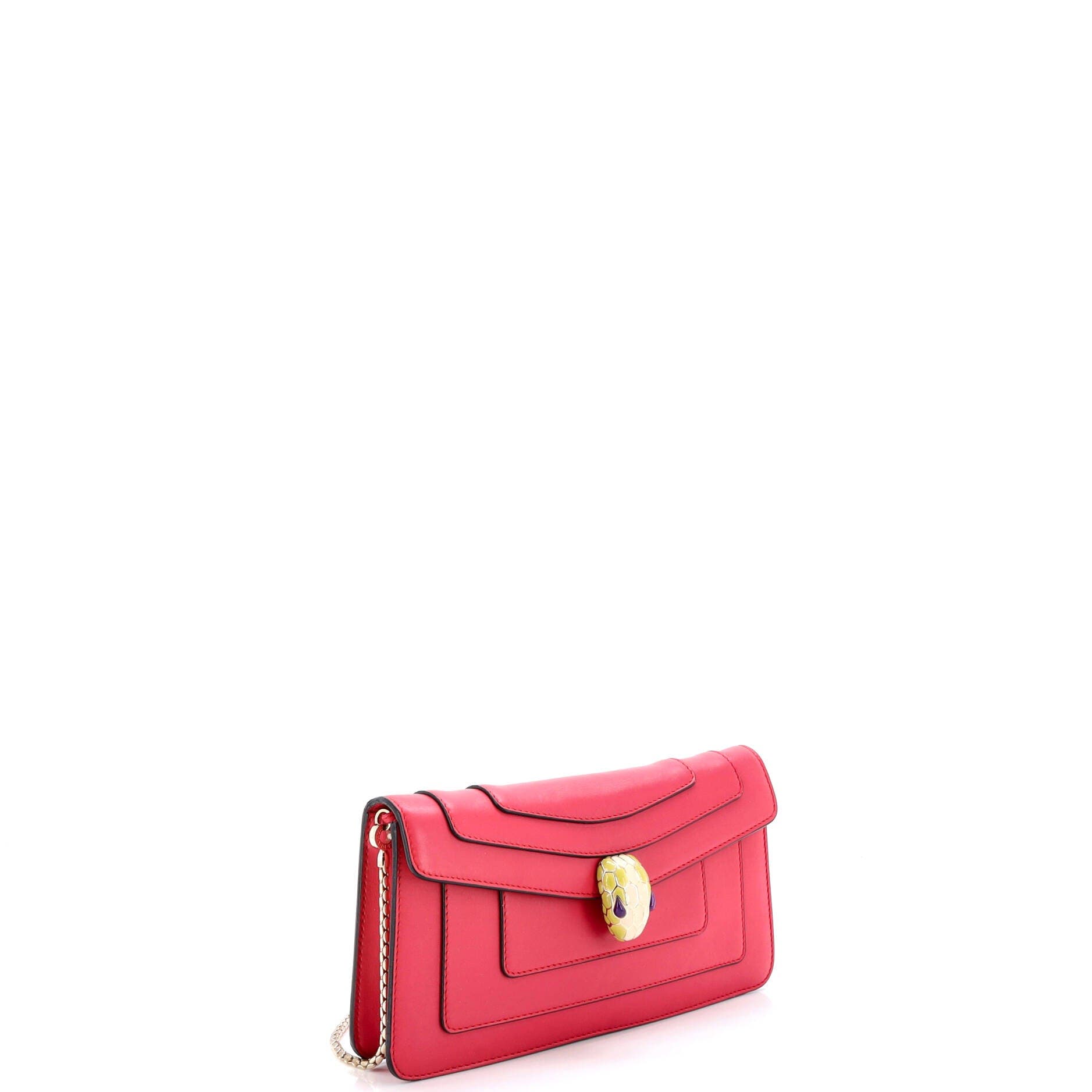 Serpenti Forever Chain Clutch Leather, Alternate, color, Pink