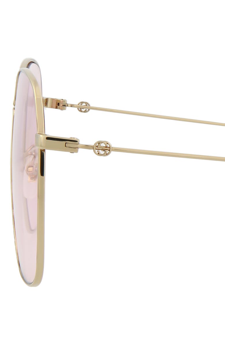 Gucci 61mm Oversize Sunglasses, Alternate, color, Gold Pink