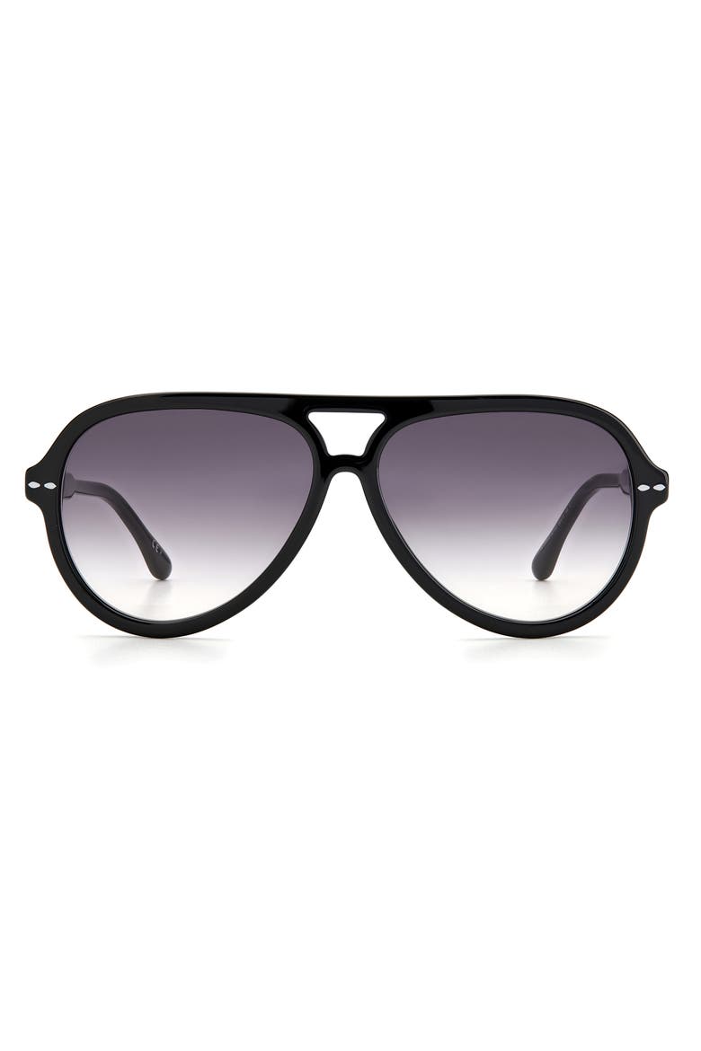 59mm Gradient Aviator Sunglasses, Main, color, BLACK/ GREY SHADED