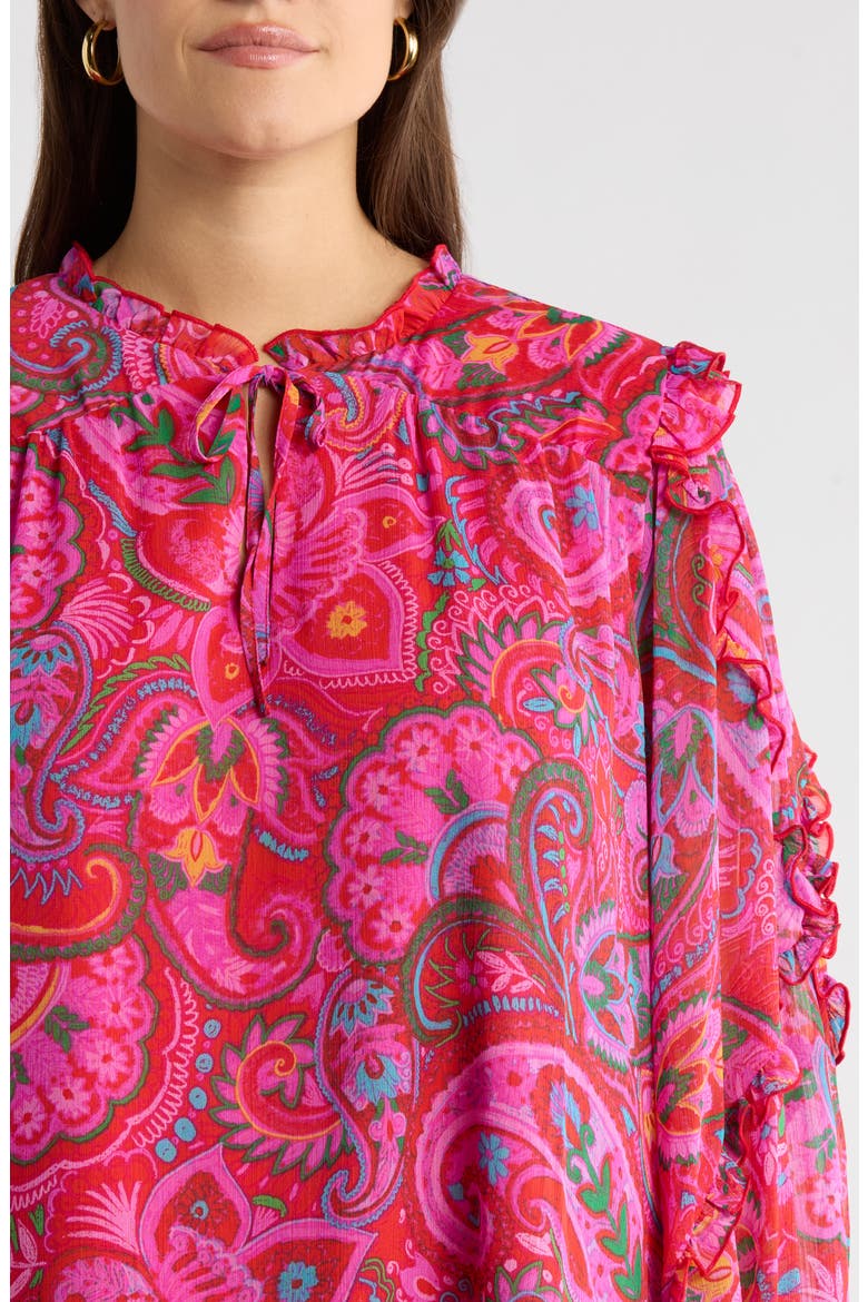 Anais Floral Ruffle Balloon Sleeve Top, Alternate, color, FUCHSIA-MULT
