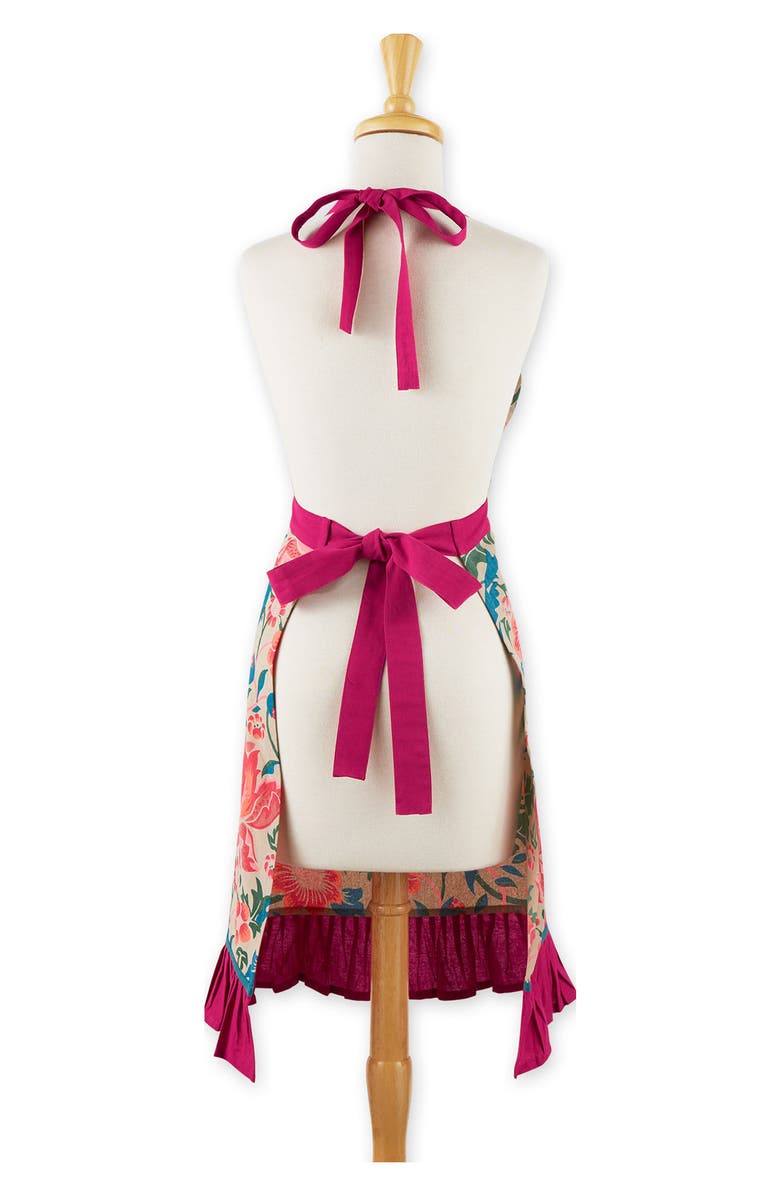 Design Imports Floral Print Cotton Apron, Alternate, color, Pink