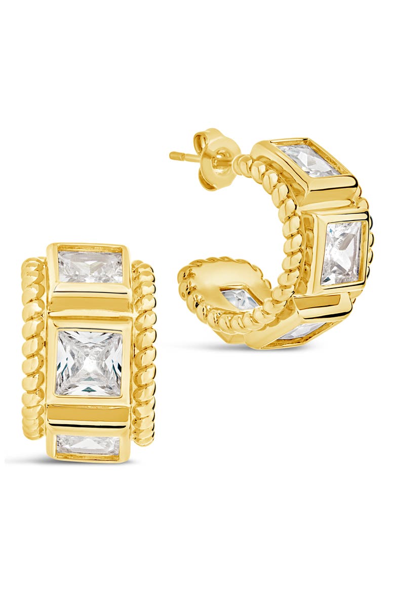 Cassia Cubic Zirconia Huggie Hoop Earrings, Main, color, GOLD