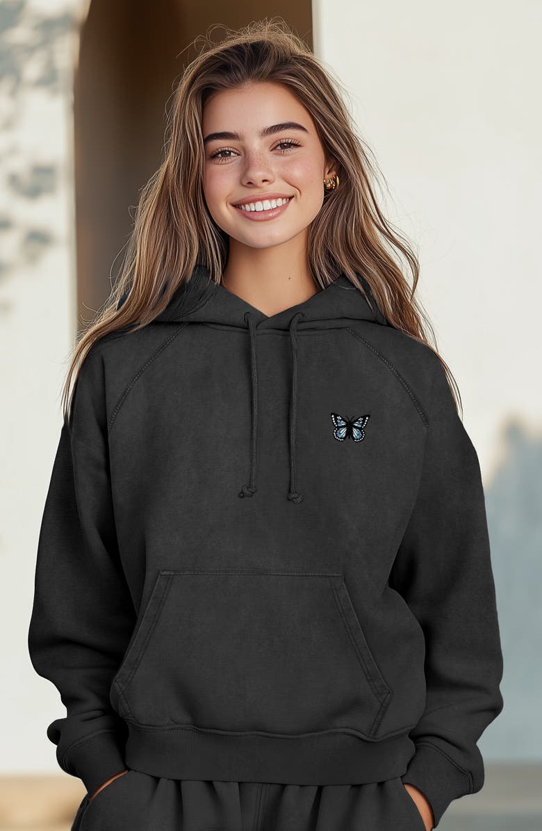 Dalix Butterfly Washed Sweatsuit, Alternate, color, Black