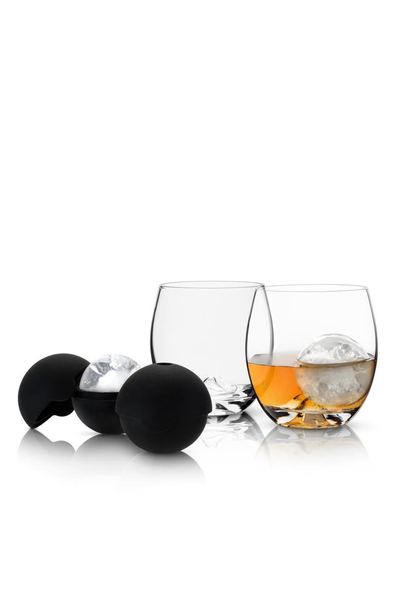 Glacier 4-Piece Ice Sphere Mold and Tumbler Set, Main, color, Clear