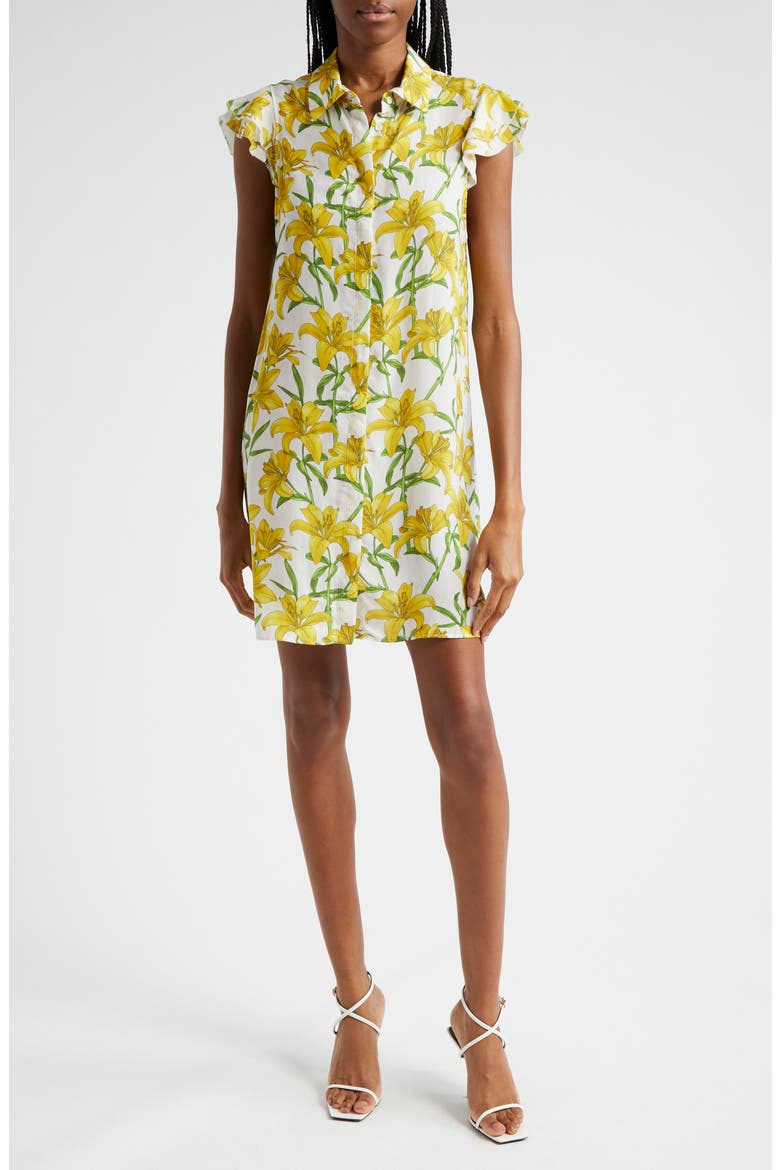 Jem Floral Flutter Sleeve Mini Shirtdress, Main, color, STARGAZER MULTI