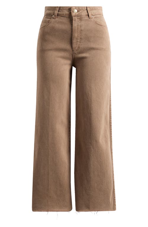 Paige Anessa Raw Hem High Waist Wide Leg Jeans In Brown