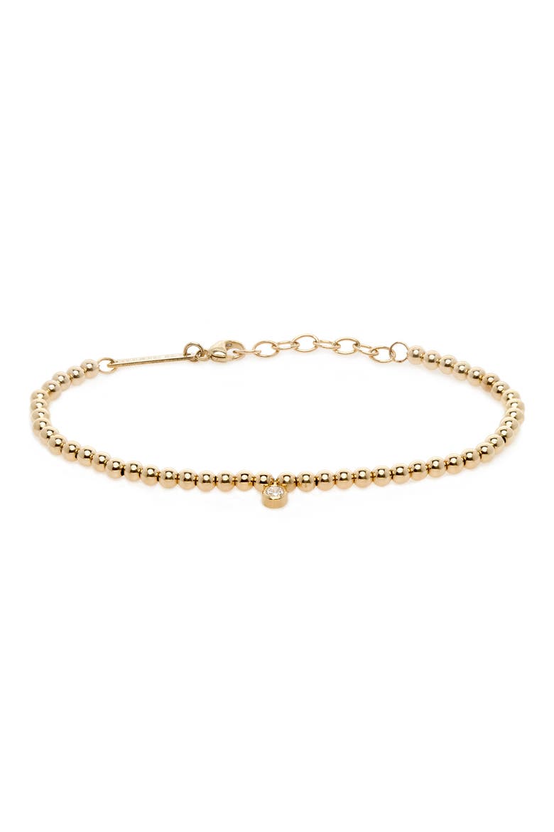 Bezel Diamond Beaded Bracelet, Main, color, 14K YELLOW GOLD