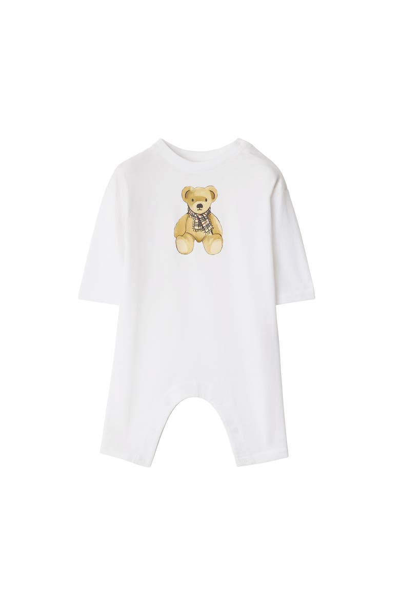 Burberry Thomas Bear Cotton Jumpsuit, Main, color, White