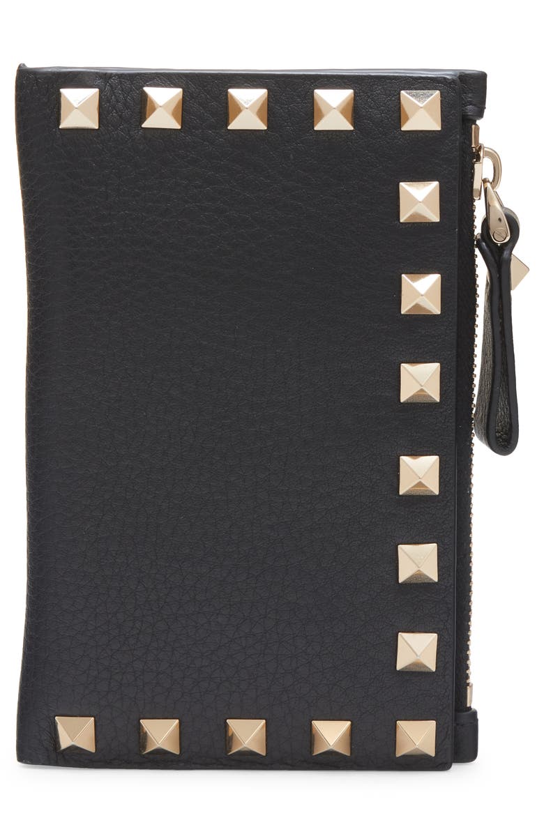 Valentino Garavani Rockstud Leather Bifold Wallet, Alternate, color, 