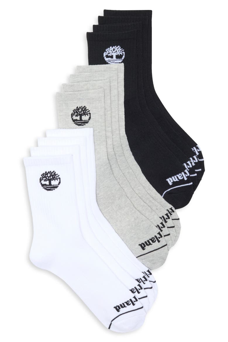 6-Pack Cushion High Quarter Length Socks, Main, color, BLACK MULTI