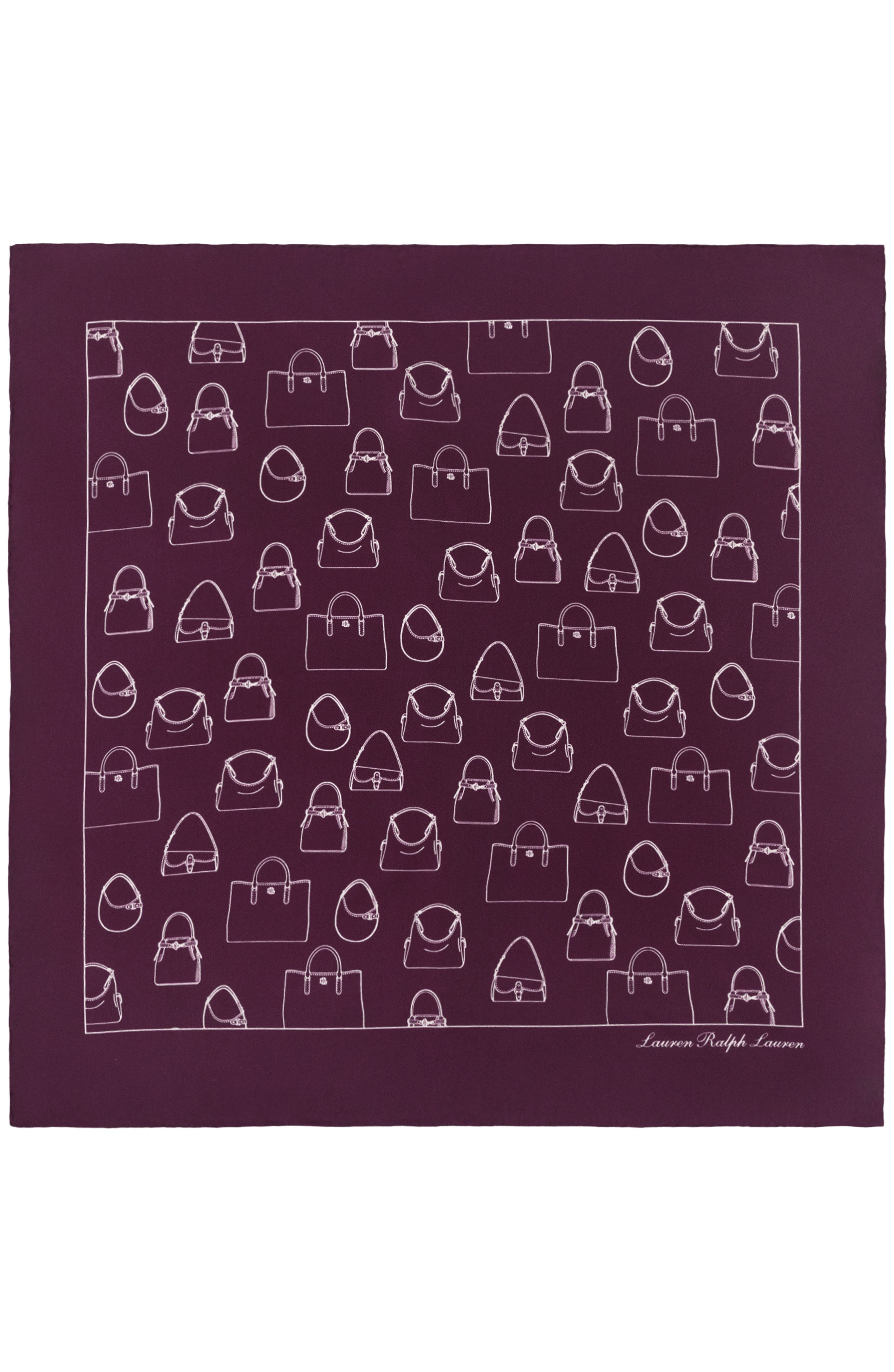 Handbag Print Silk Scarf, Alternate, color, DARK GARNET