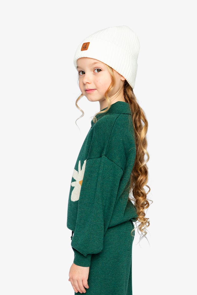 Knitted Daisy Jacquard Shirt Collar Sweater, Alternate, color, Jasper Printed Green