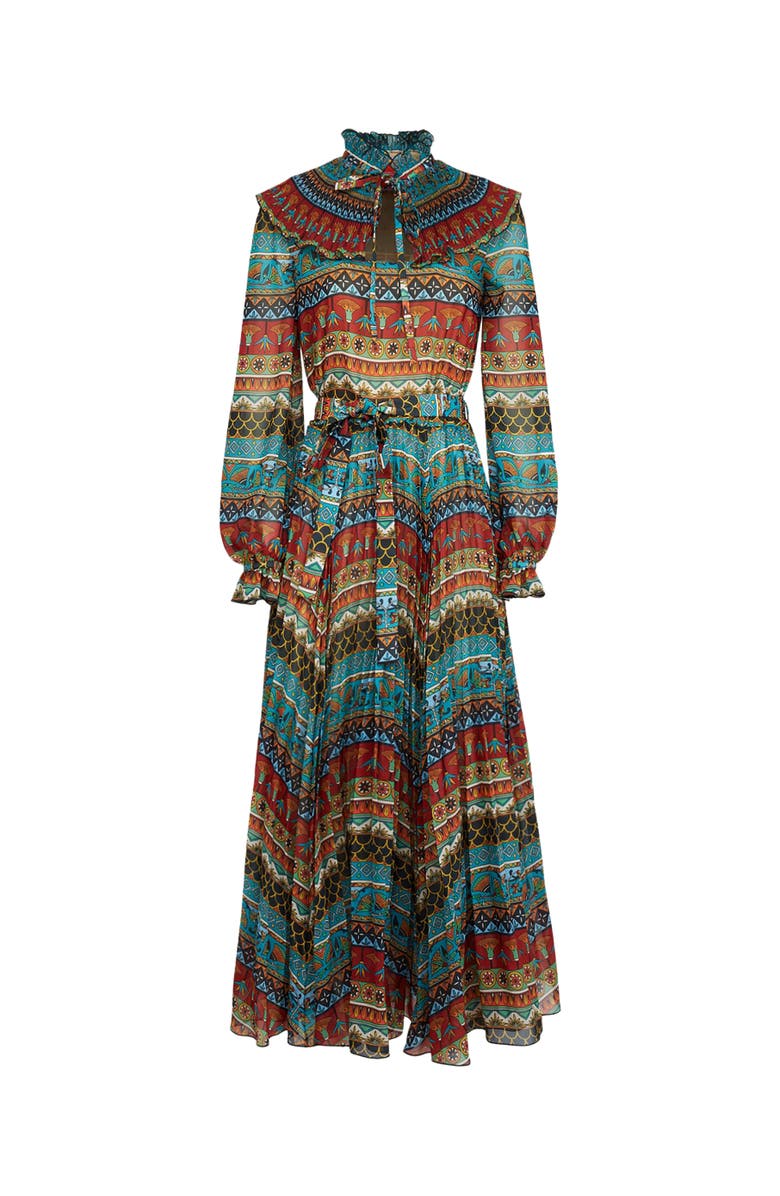 La DoubleJ Nefertiti Midi Dress Giza Placée Turquoise, Alternate, color, 