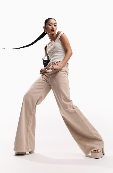 Lightweight Wide Leg Jeans