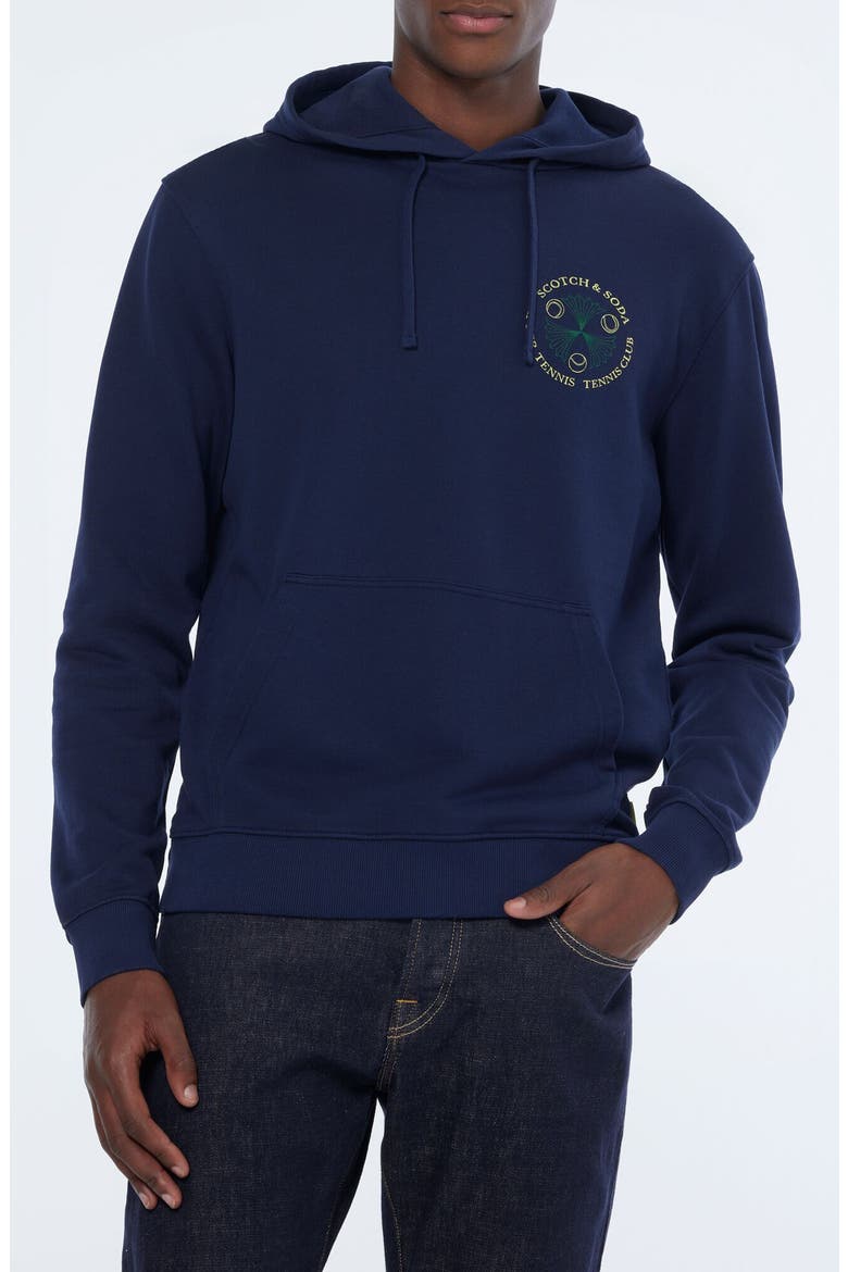 Scribble Cotton Graphic Hoodie, Main, color, NAVY