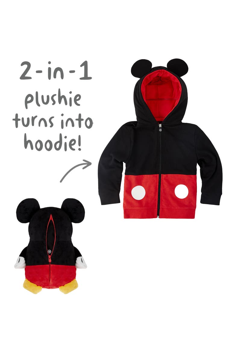 Mickey Mouse® 2-in-1 Stuffed Animal Hoodie, Alternate, color, BLACK / RED MIX