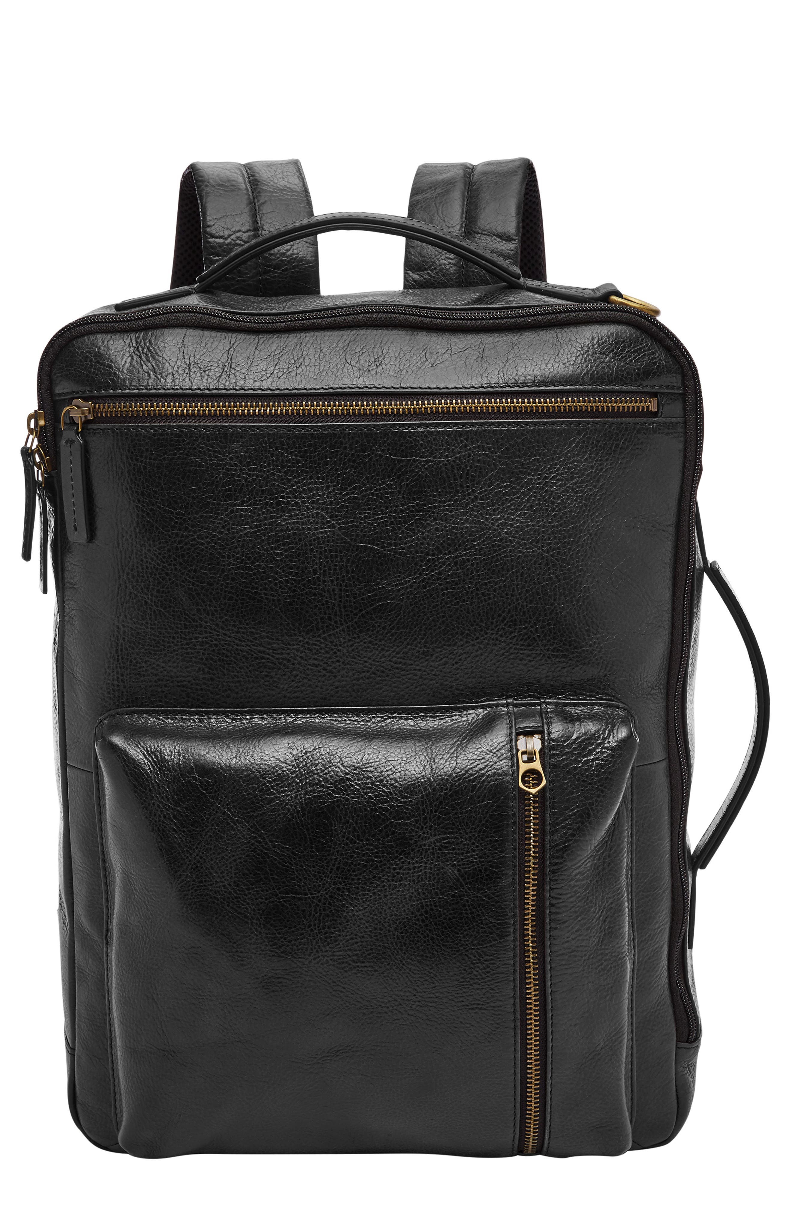 Fossil Buckner Leather Backpack, Main, color, 