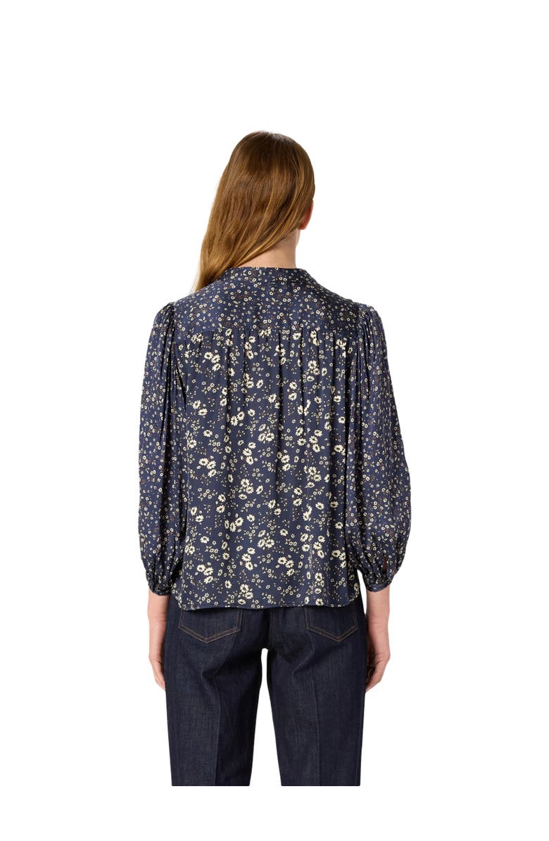 GERARD DAREL Anaelle Floral Mandarin Collar Shirt, Alternate, color, Navy Blue