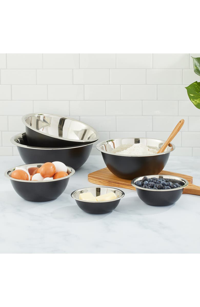 JoyJolt Stainless Steel Mixing Bowls - Set of 6, Alternate, color, Black