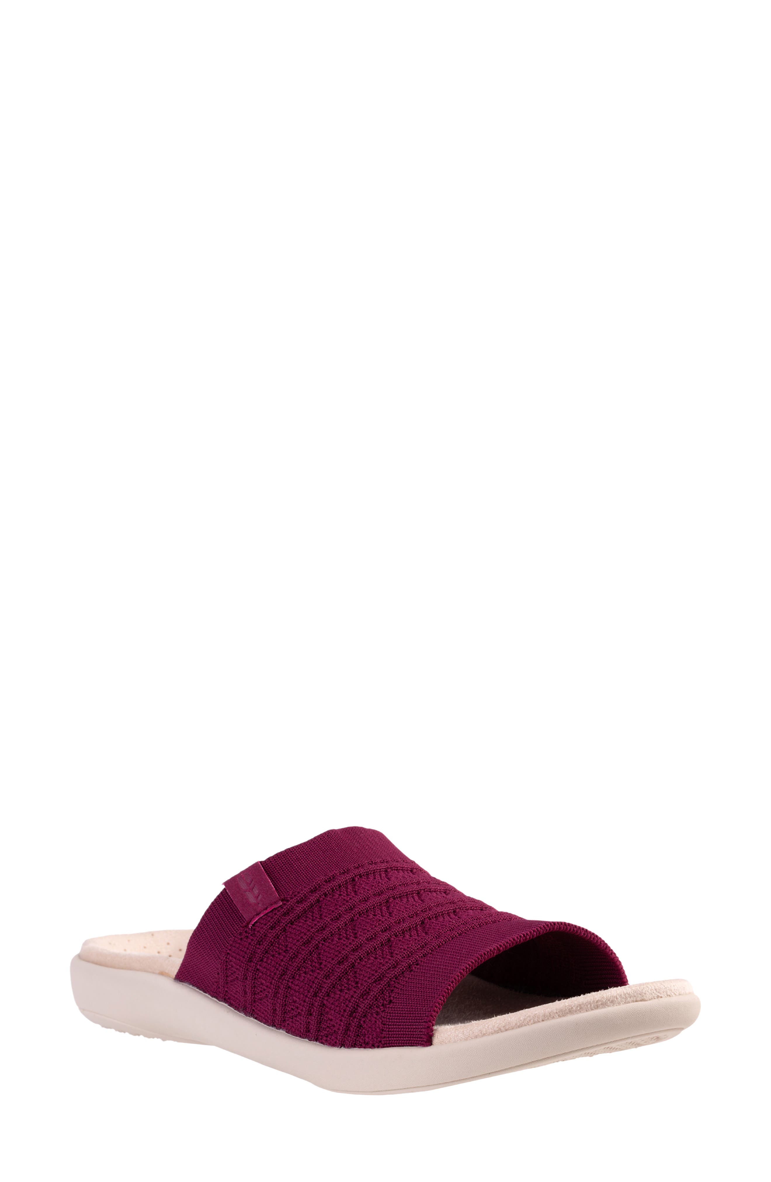 Al Fresco Slide Sandal, Main, color, RED PLUM