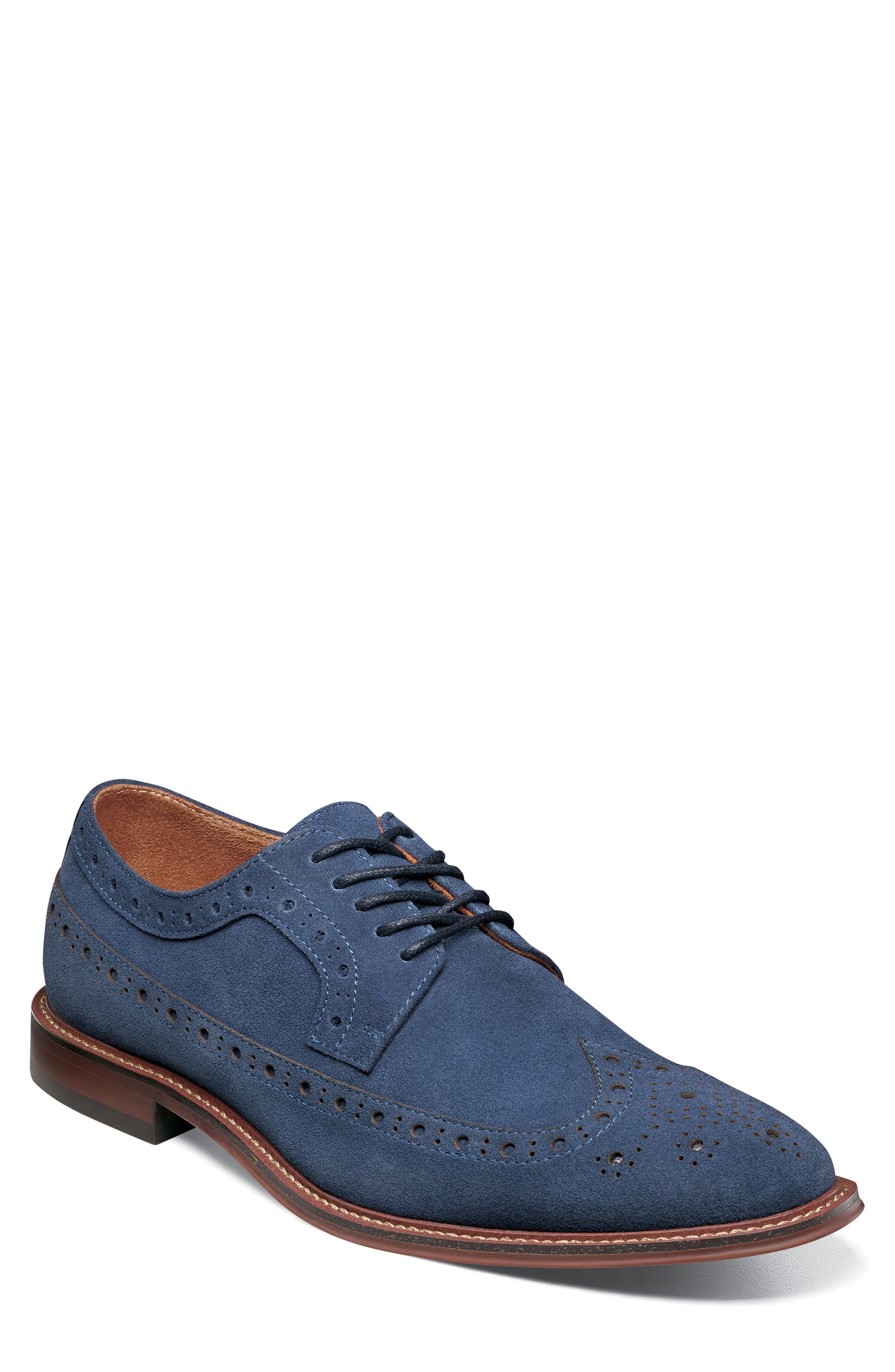 Marligan Suede Longwing Derby, Main, color, NAVY SUEDE