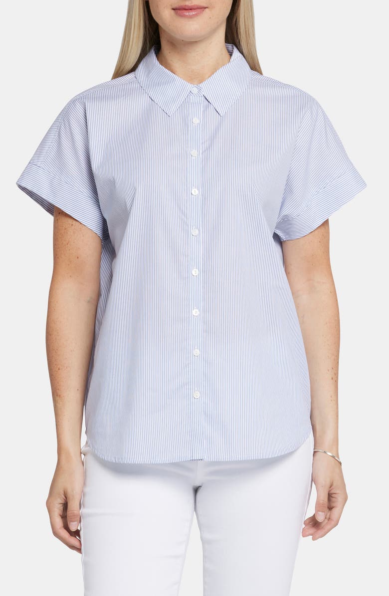 NYDJ Maya Stripe Short Sleeve Button-Up Shirt, Main, color, 