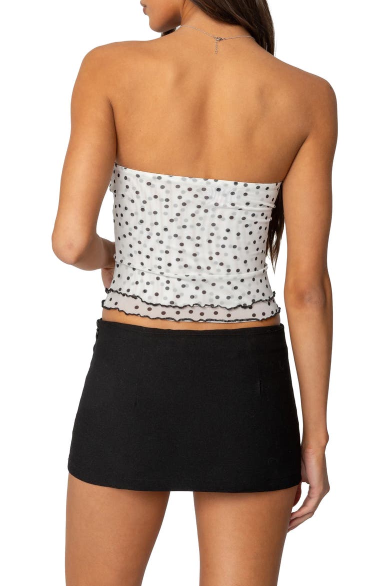Laurie Polka Dot Mesh Tube Top, Alternate, color, WHITE