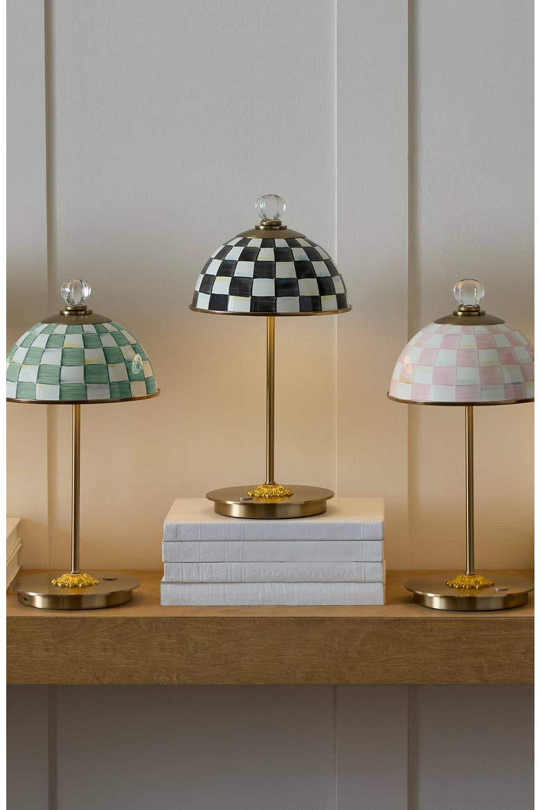Courtly Check LED Rechargeable Dome Table Lamp, Alternate, color, BLACK