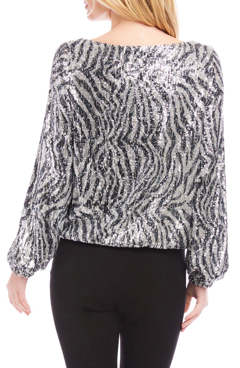 Karen Kane Sequin Zebra Boat Neck Top, Alternate, color, 