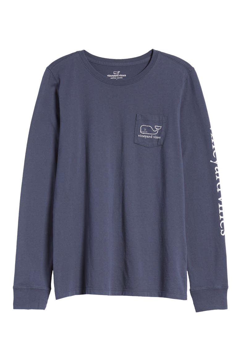 Whale Long Sleeve Pocket Graphic Tee, Alternate, color, BLUE BLAZER