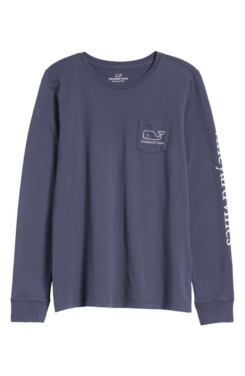 vineyard vines Whale Long Sleeve Pocket Graphic Tee, Alternate, color, Blue Blazer
