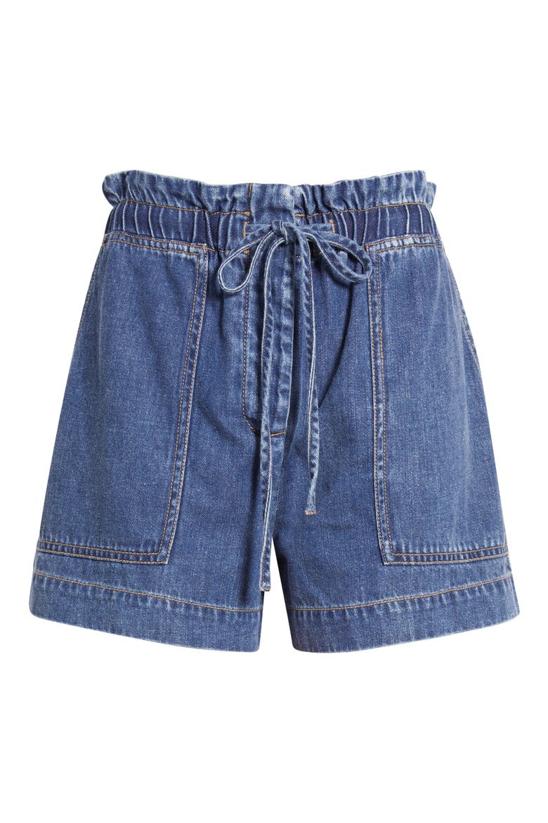 Foster Paperbag Denim Shorts, Alternate, color, CLASSIC BLUE