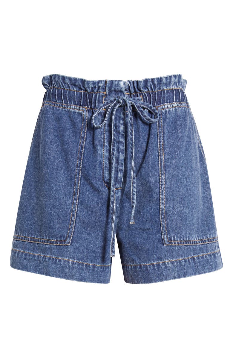 Rails Foster Paperbag Denim Shorts, Alternate, color, Classic Blue