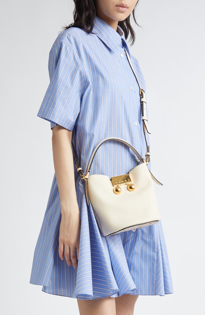 Marni Trunkaroo Leather Bucket Bag, Alternate, color, 274 - Cream