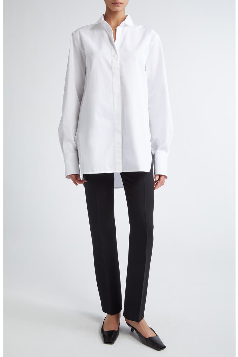 Wingtip Collar Organic Cotton Poplin Button-Up Shirt, Alternate, color, WHITE