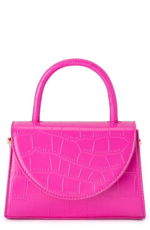 Nadia Croc Embossed Faux Leather Top Handle Bag