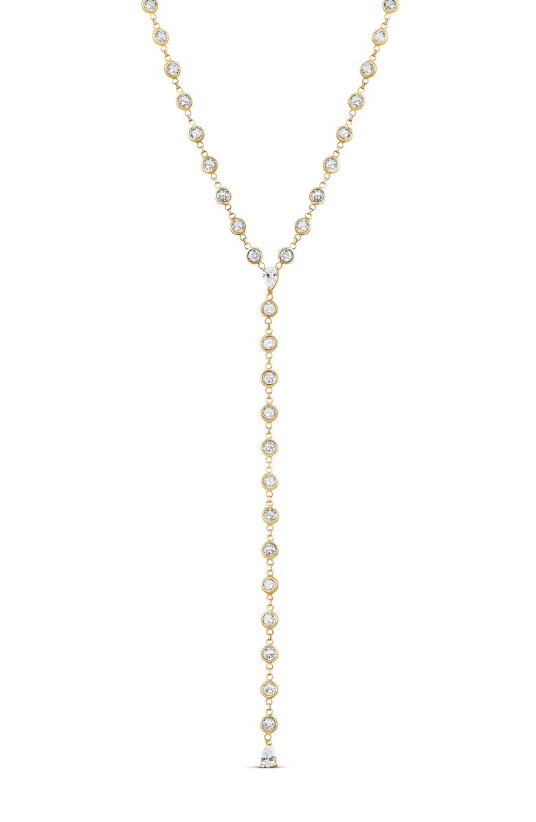 SHYMI Cubic Zirconia Bezel Y-Necklace, Main, color, Gold/ White