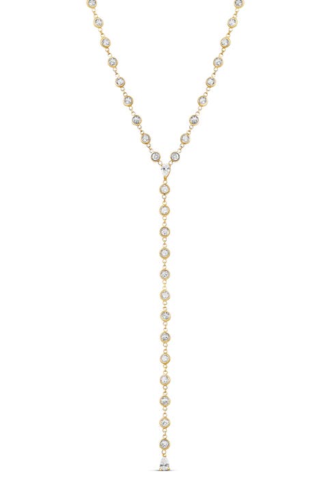 Cubic Zirconia Bezel Y-Necklace