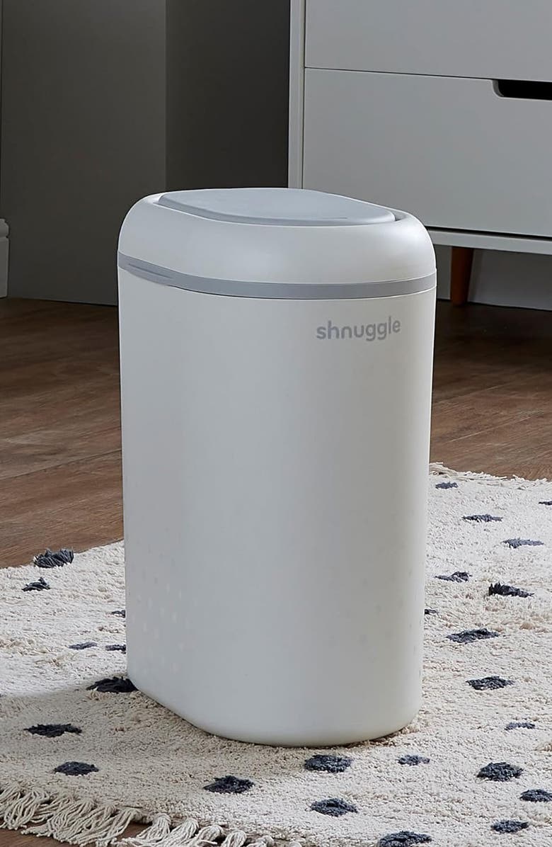 SHNUGGLE Diaper Disposal Bin, Alternate, color, White/ Grey