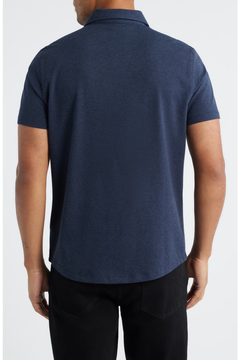 Keyes Slim Fit Microprint Short Sleeve Knit Button-Up Shirt, Alternate, color, NAVY