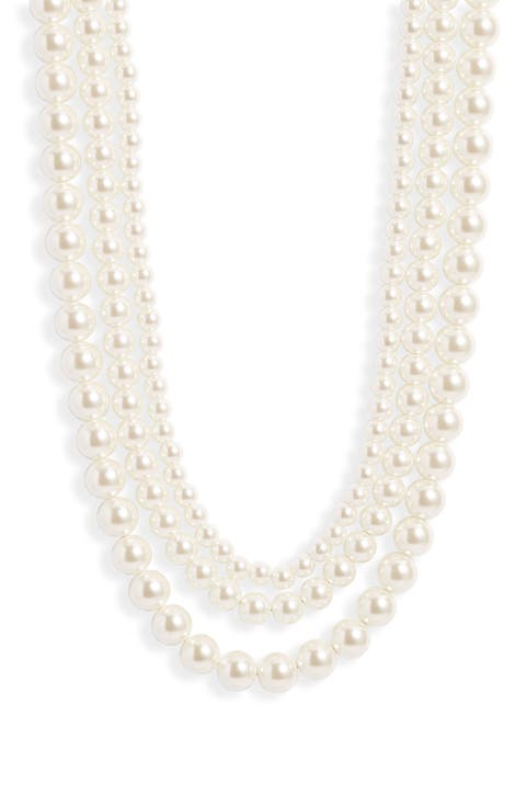 Graduated Imitation Pearl 18-Inch Collar Necklace