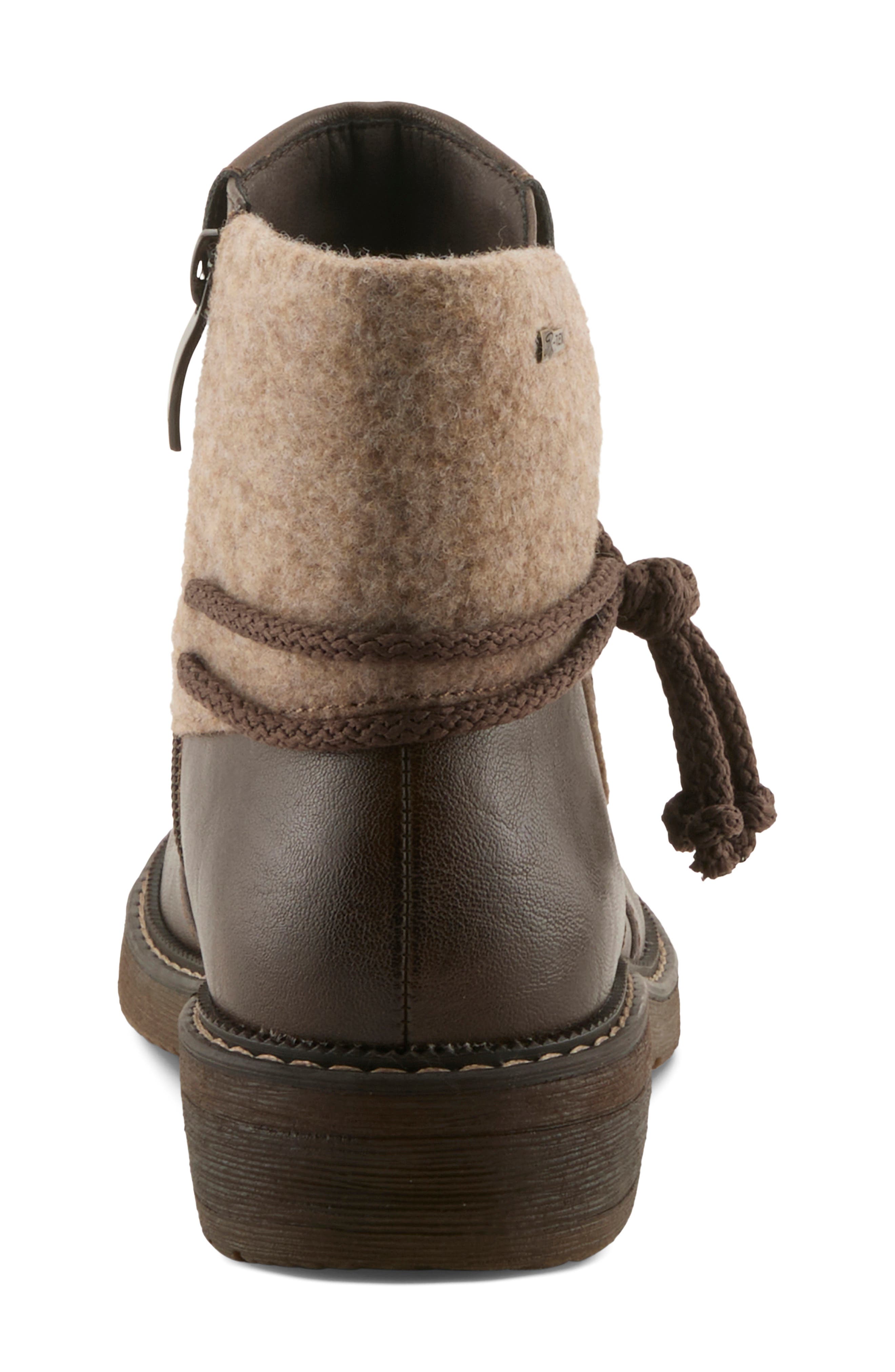 Iceridge Faux Leather Faux Fur Trim Bootie, Alternate, color, DARK BROWN MULTI