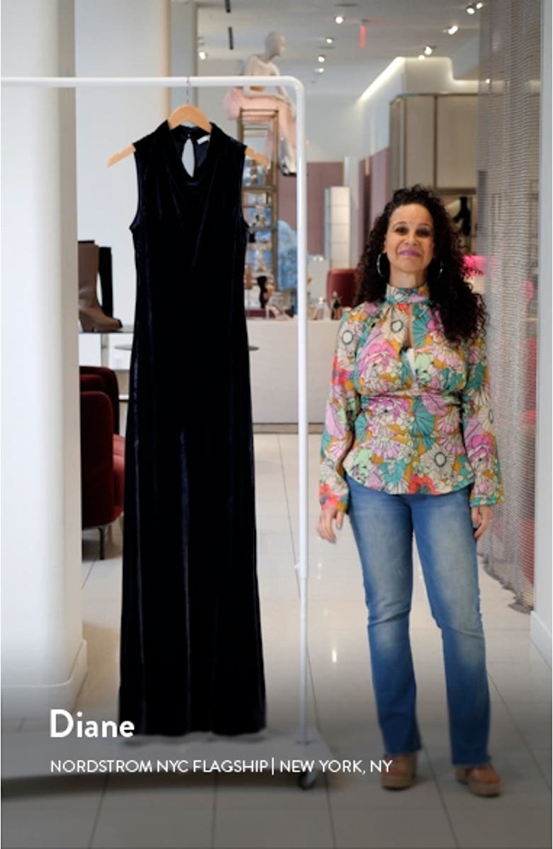 Kura Cowl Neck Velvet Maxi Dress, sales video thumbnail