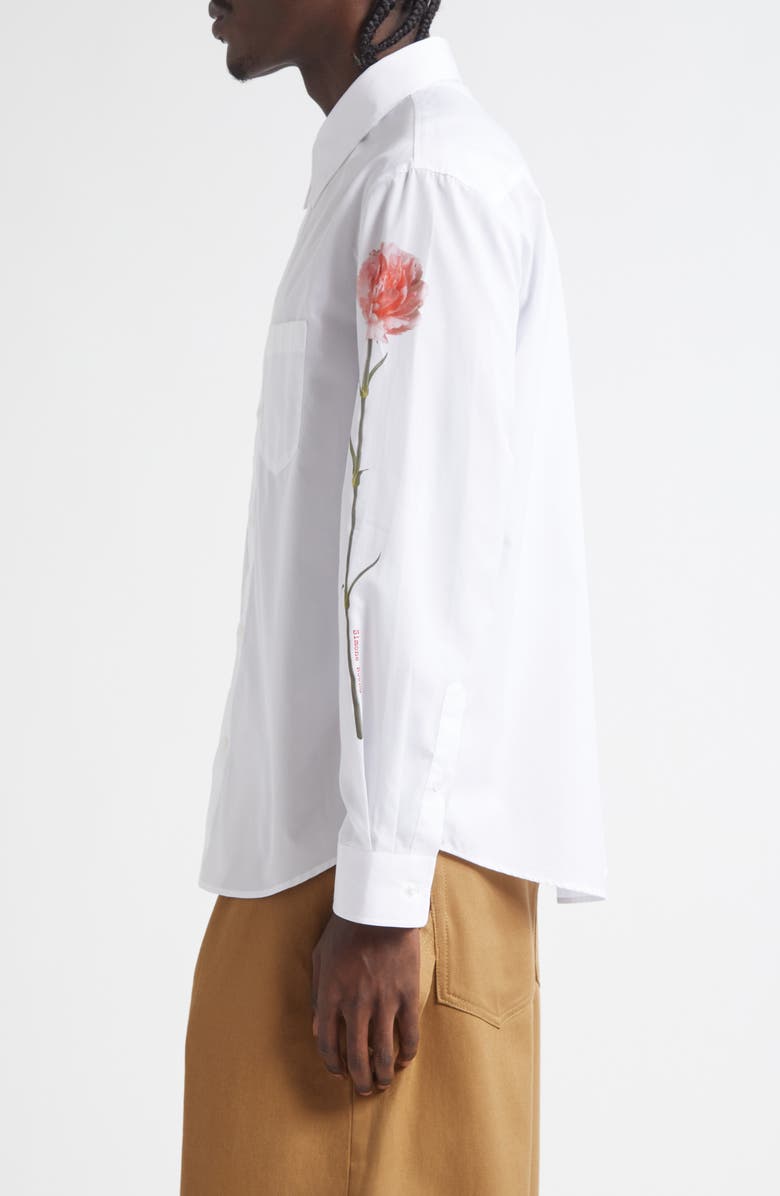 Simone Rocha Carnation Print Cotton Poplin Button-Up Shirt, Alternate, color, 